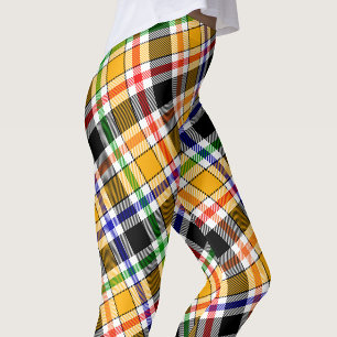 Yellow Black Multicolour Flannel Plaid Tartan Leggings