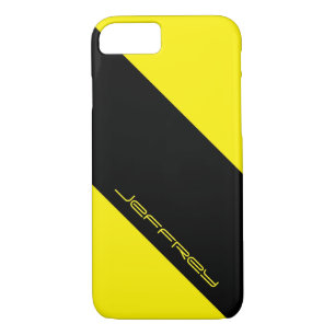 Yellow & Black, One Stripe, Name, Minimalist Case-Mate iPhone Case