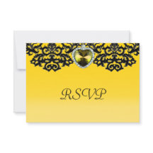 Yellow & Black Ornate Heart Pendant Wedding