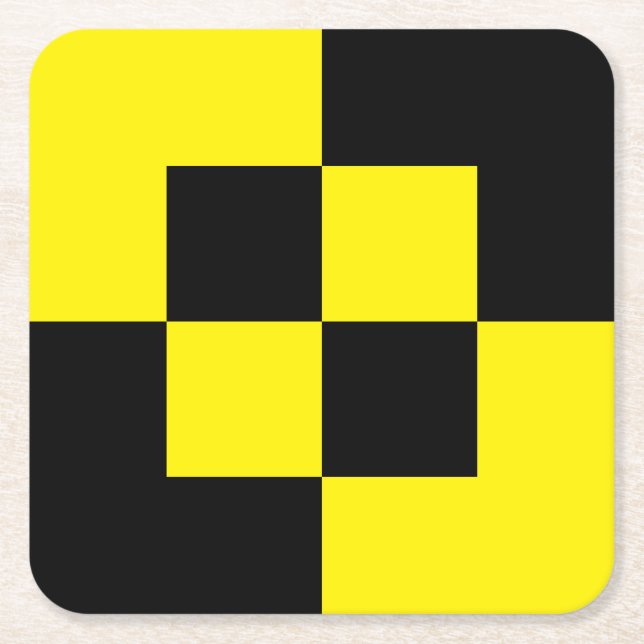 Yellow Black Paper Coaster (Front)