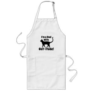 Yellow Black Personalised Dad With Cat-itude Long Apron