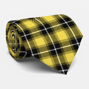 Yellow Black Plaid Tartan Pattern Tie