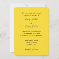 Yellow Black Plain Simple Wedding Invitation