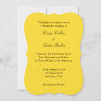 Yellow Black Plain Simple Wedding Invitation