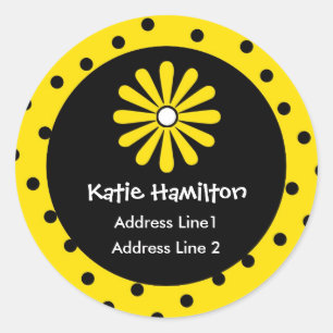 Yellow & Black Polka Dot Address Labels