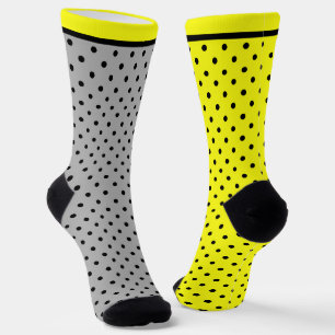 Yellow black polka dot socks