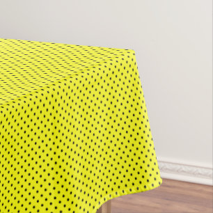 Yellow black polka dot tablecloth