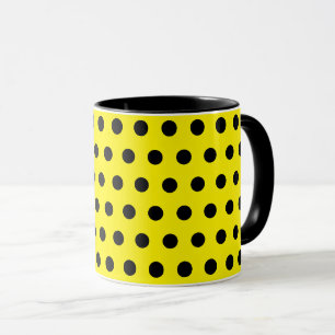 Yellow Black polka dots Mug