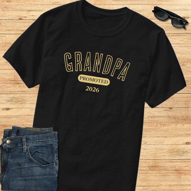 Yellow & Black Promoted To Grandpa Est. Year 2026 T-Shirt (Creator Uploaded)