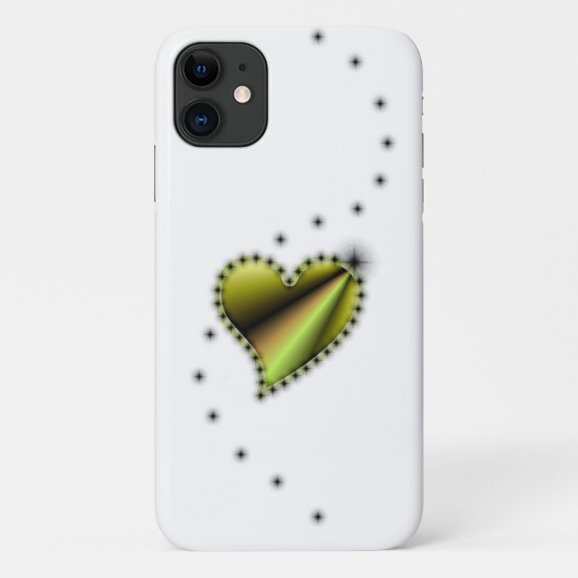 Yellow black Rainbow Heart with Stars Case-Mate iPhone Case (Back)