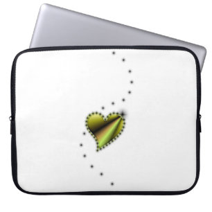 Yellow black Rainbow Heart with Stars Laptop Sleeve
