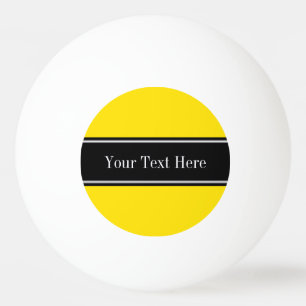 Yellow, Black Ribbon Name Monogram Ping Pong Ball