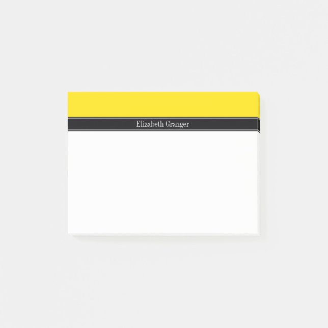 Yellow, Black Ribbon Name Monogram Post-it Notes (Front)