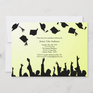 Yellow Black Silhouette Graduation Party Invite