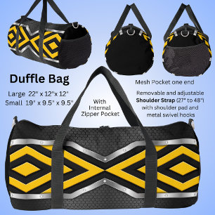 Yellow Black Silver Safety Hi-Viz Arrows Duffle Bag