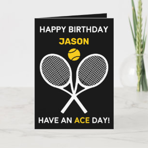 Yellow-black, simple tennis customisable card