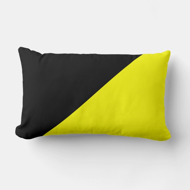 Yellow & Black Solid Colour Background Lumbar Cushion (Front)