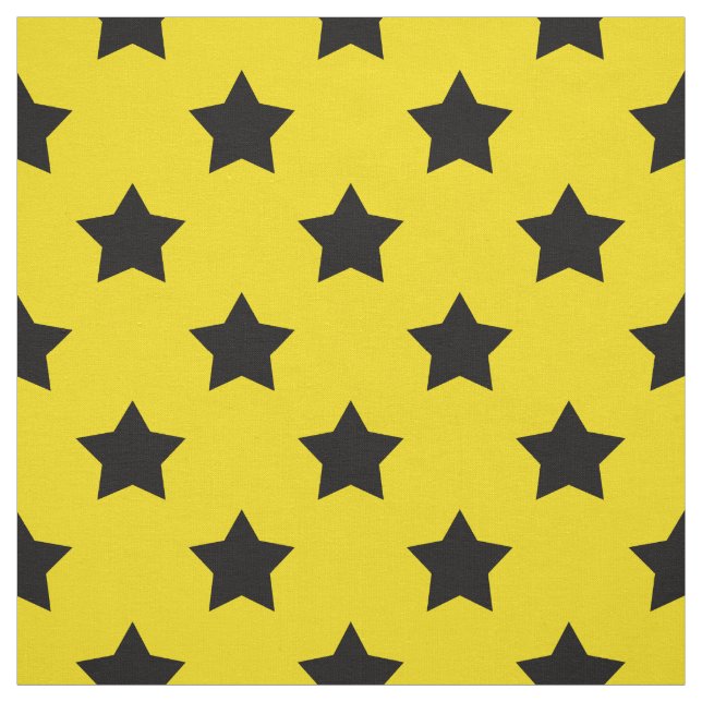 Yellow Black Stars Pattern Decorative Textile Fabric (Swatch)