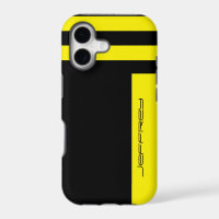 Yellow & Black Stripe Minimalist Simple Name Tough