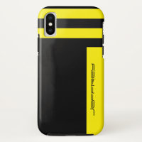 Yellow & Black Stripe Minimalist Simple Name Tough