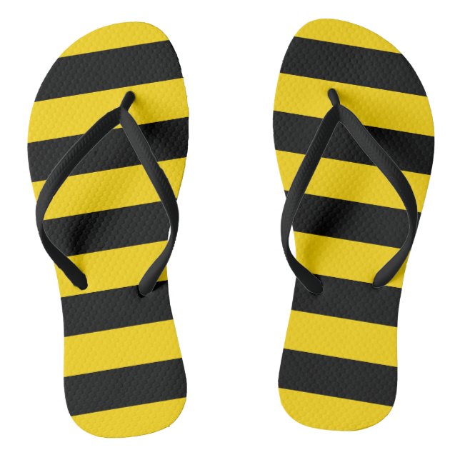 Yellow/Black Stripes Flip Flops (Footbed)