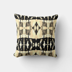 Yellow Black Taupe Mediterranean Large Mosaics Cushion