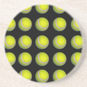 Yellow Black Tennis Ball Pattern, Coaster