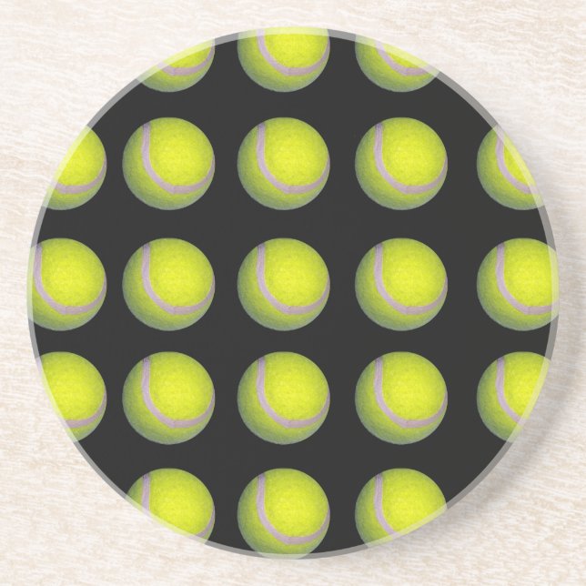 Yellow Black Tennis Ball Pattern, Coaster (Front)
