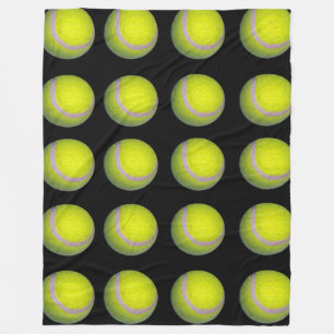 Yellow Black Tennis Ball Pattern, Fleece Blanket