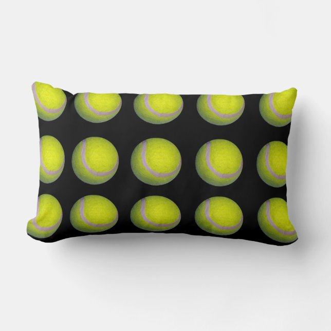 Yellow Black Tennis Ball Pattern, Lumbar Cushion (Front)