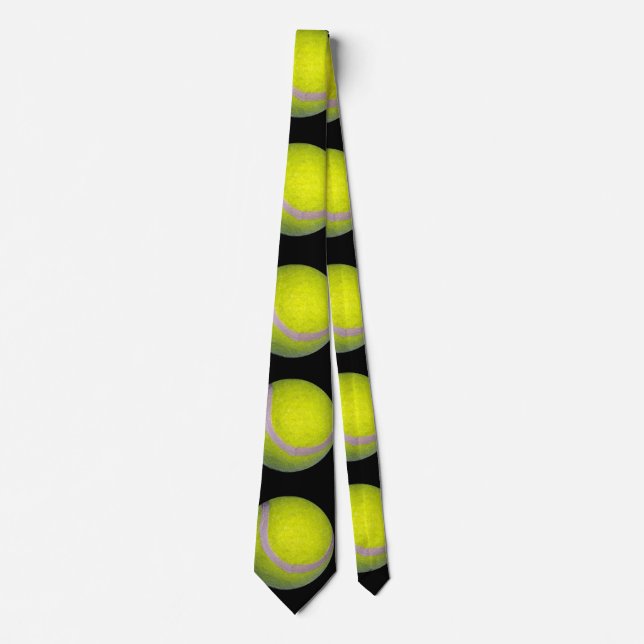 Yellow Black Tennis Ball Pattern, Tie (Front)