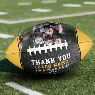 Yellow Black Thank you Coach Team Name Photo Football