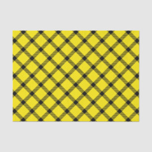 Yellow Black Traditional Tartan Pattern Plaid Tissue Paper