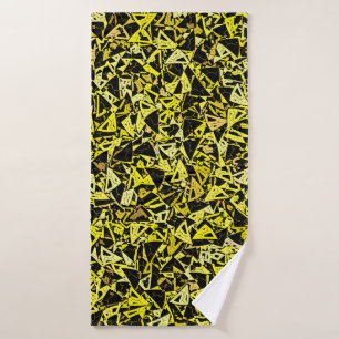 Yellow Black Triangle Pattern Bath Towel