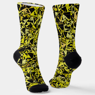Yellow Black Triangle Pattern Socks