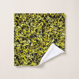 Yellow Black Triangle Pattern Wash Cloth