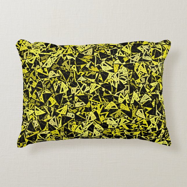 Yellow Black Triangle Seamless Pattern Decorative Cushion (Front)