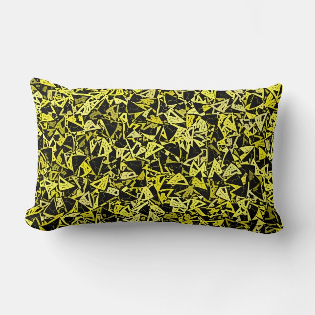 Yellow Black Triangle Seamless Pattern Lumbar Cushion (Front)