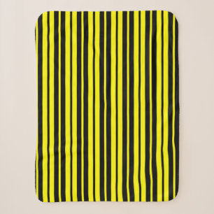 Yellow Black Vertical Stripes Pattern Sherpa Blanket