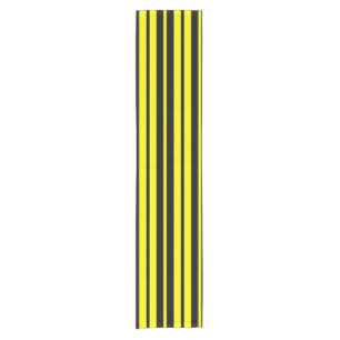 Yellow Black Vertical Stripes Pattern Short Table Runner