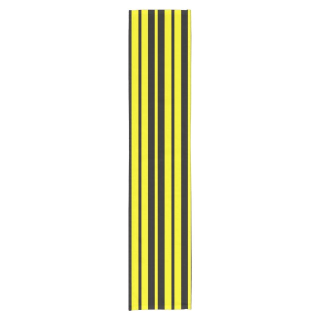 Yellow Black Vertical Stripes Pattern Short Table Runner (Front)