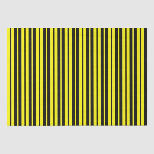 Yellow Black Vertical Stripes Pattern Tissue Paper (Front)