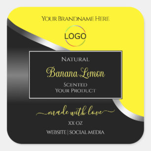 Yellow Black Wavy Silver with Logo Product Labels