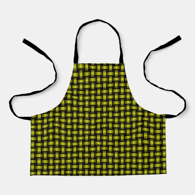 Yellow Black Weave Pattern All-Over Print Apron (Front)