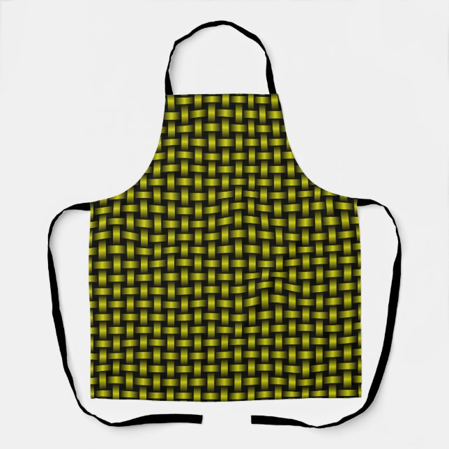 Yellow Black Weave Pattern All-Over Print Apron (Front)