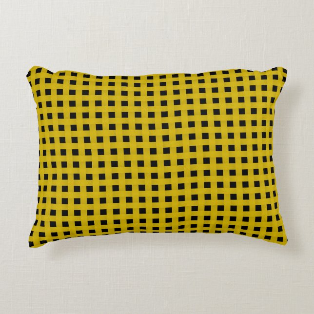 Yellow Black Weave Pattern Decorative Cushion (Front)