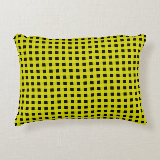 Yellow Black Weave Pattern Decorative Cushion (Front)