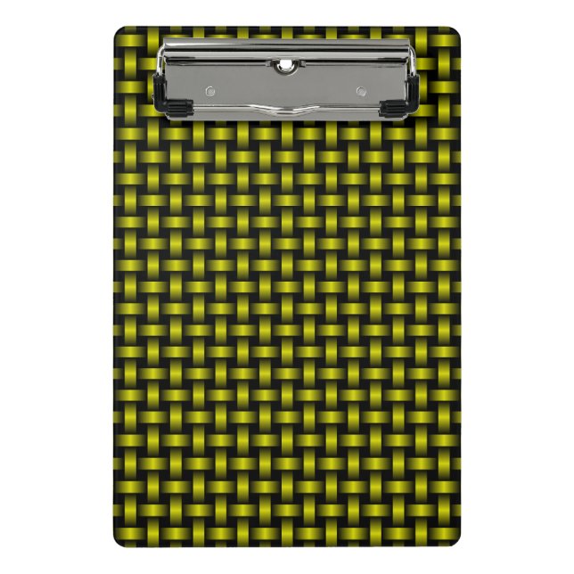 Yellow Black Weave Pattern Mini Clipboard (Front)