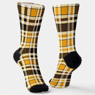 Yellow Black White Flannel Tartan Pattern Design  Socks