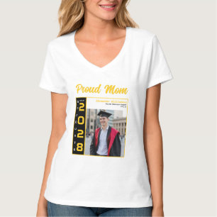 Yellow Black White Graduation Photo Proud Mom T-Shirt